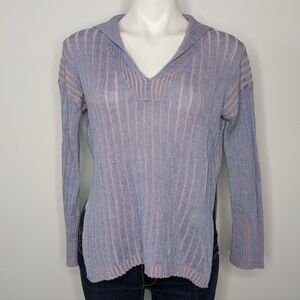 J Crew purple pink slit side v neck lightweight linen & cotton sweater XS/S